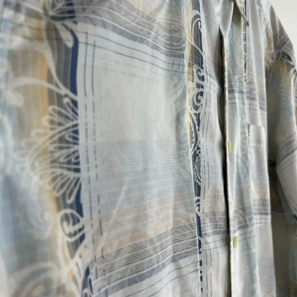 Tommy Bahama Button Up Mens Medium Paisley Long Sleeve Shirt Silk Cotton Blend - Picture 9 of 9